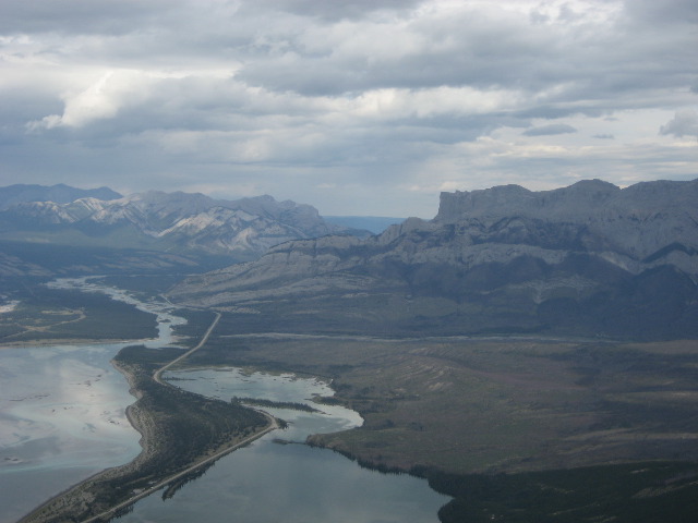 Looking across to Roche Miette up the Athabasca River valley